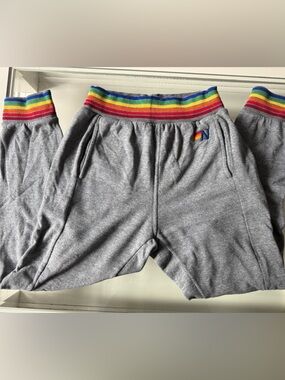 Aviator nation gray& rainbow cuff sweatpants